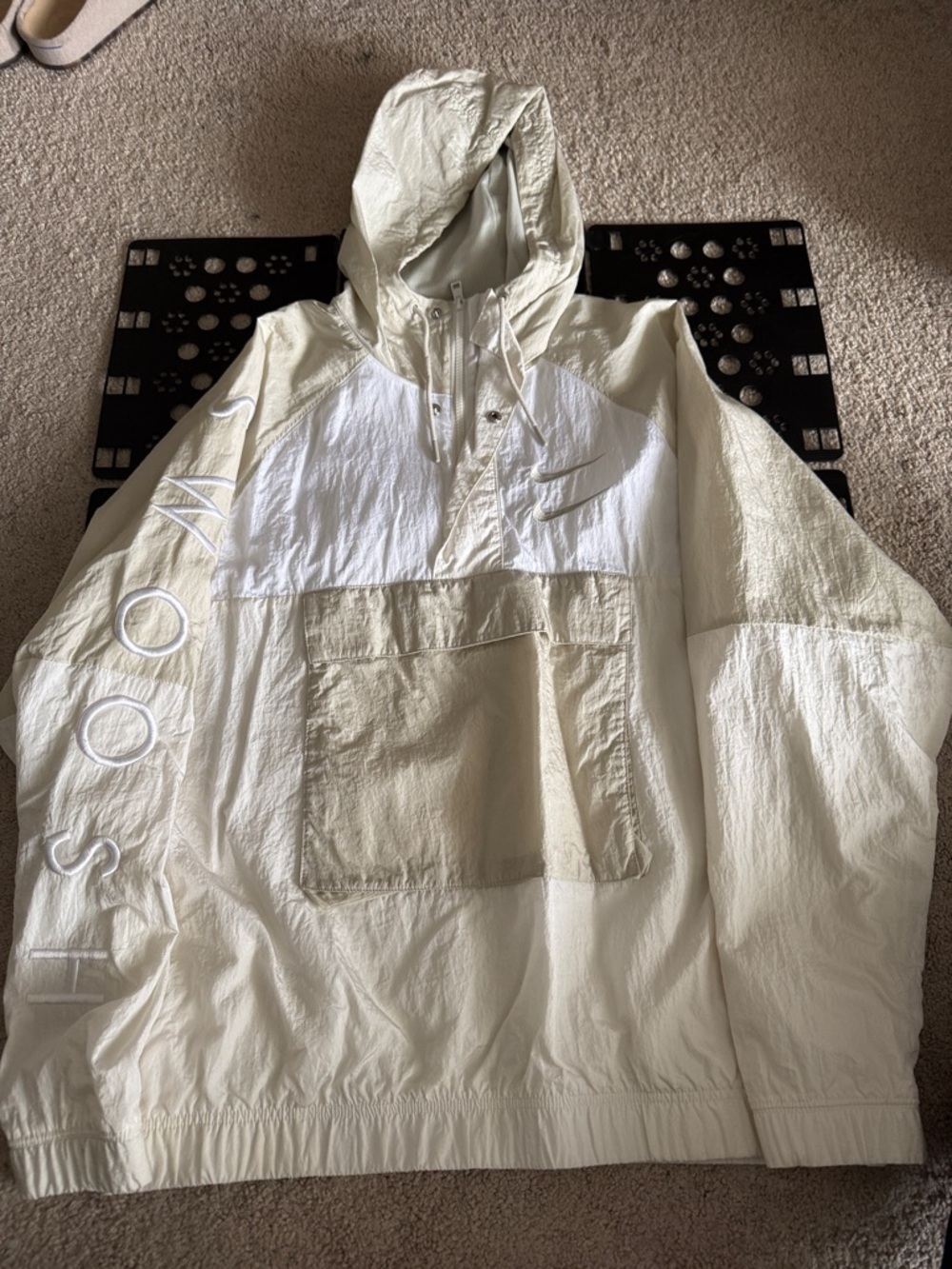 Nike Men’s Hooded Windbreaker Jacket - Cream/White
